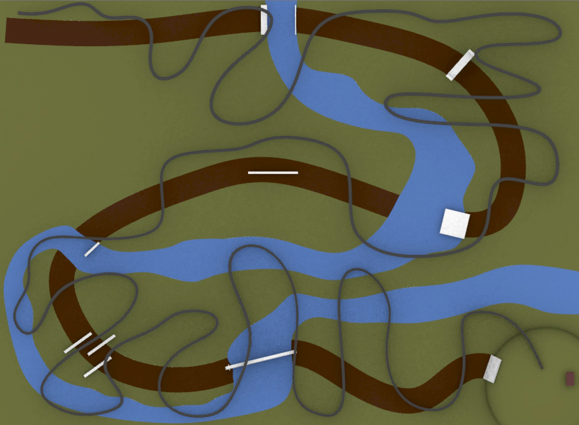 Top down view of the parkour track